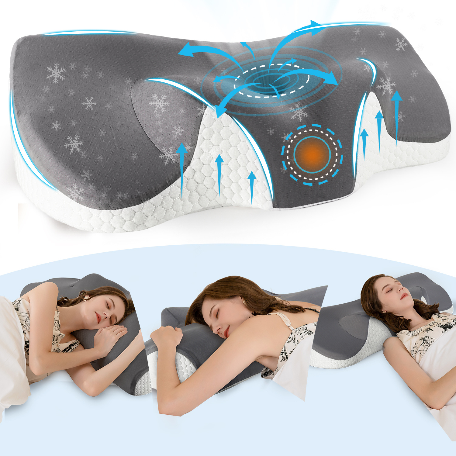 E-shop kopfkissen Nackenschmerzen, Ergonomisches Nackenkissen Kopfkissen, Memory Foam Orthopädische Kissen, Schlafkissen für Seitenschläfer Rücken &
