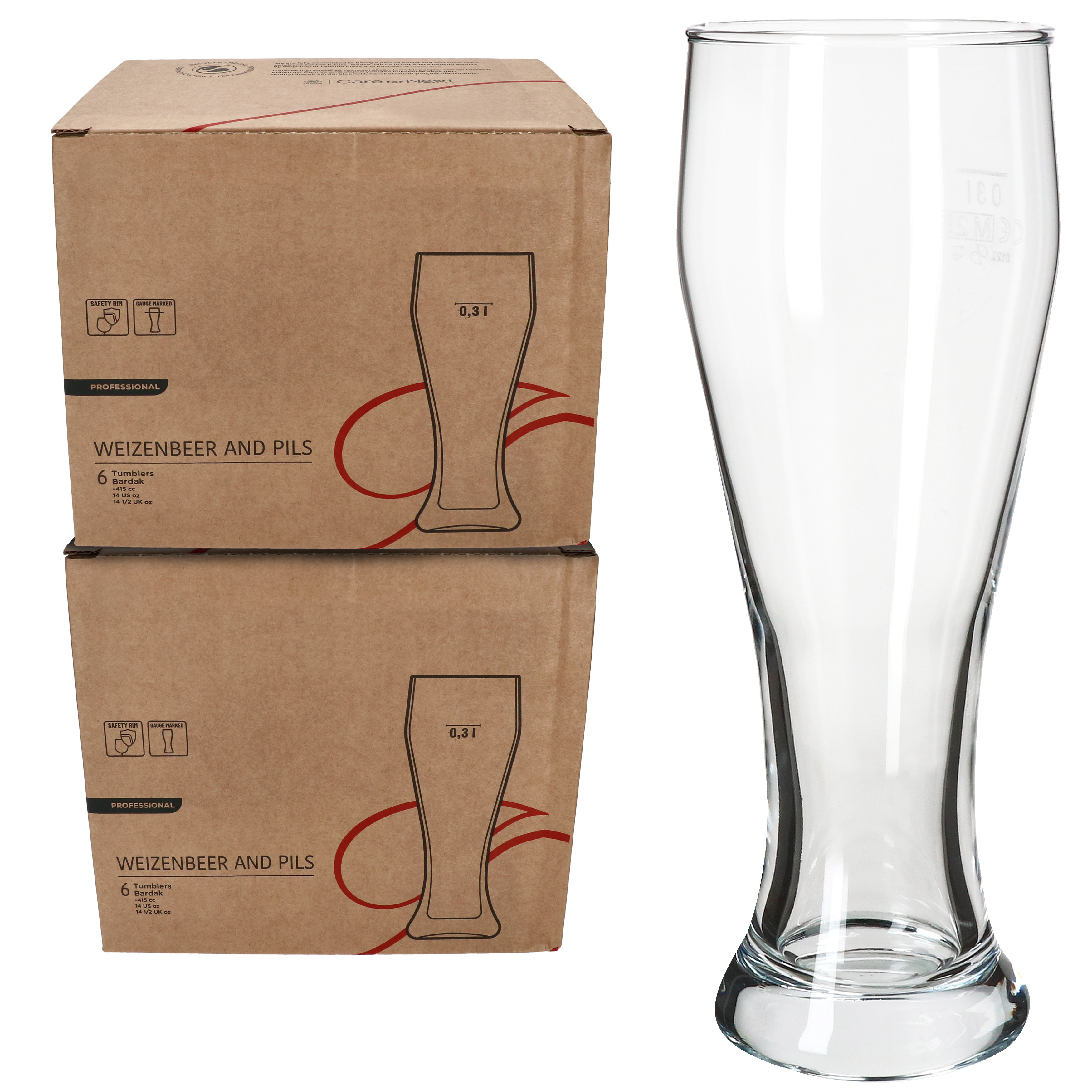 Image of 12-piece Set Baby Wheat Beer Glasses 0.3 L Calibrated Small Wheat Beer Glass