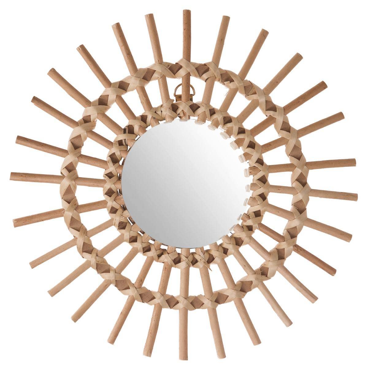 TEMU Specchio a Beige da 30 cm con Cornice in MDF_E1, Specchio da 11 cm, Spessore 1,8 cm, da Appendere Orizzontalmente o Verticalmente per Uso