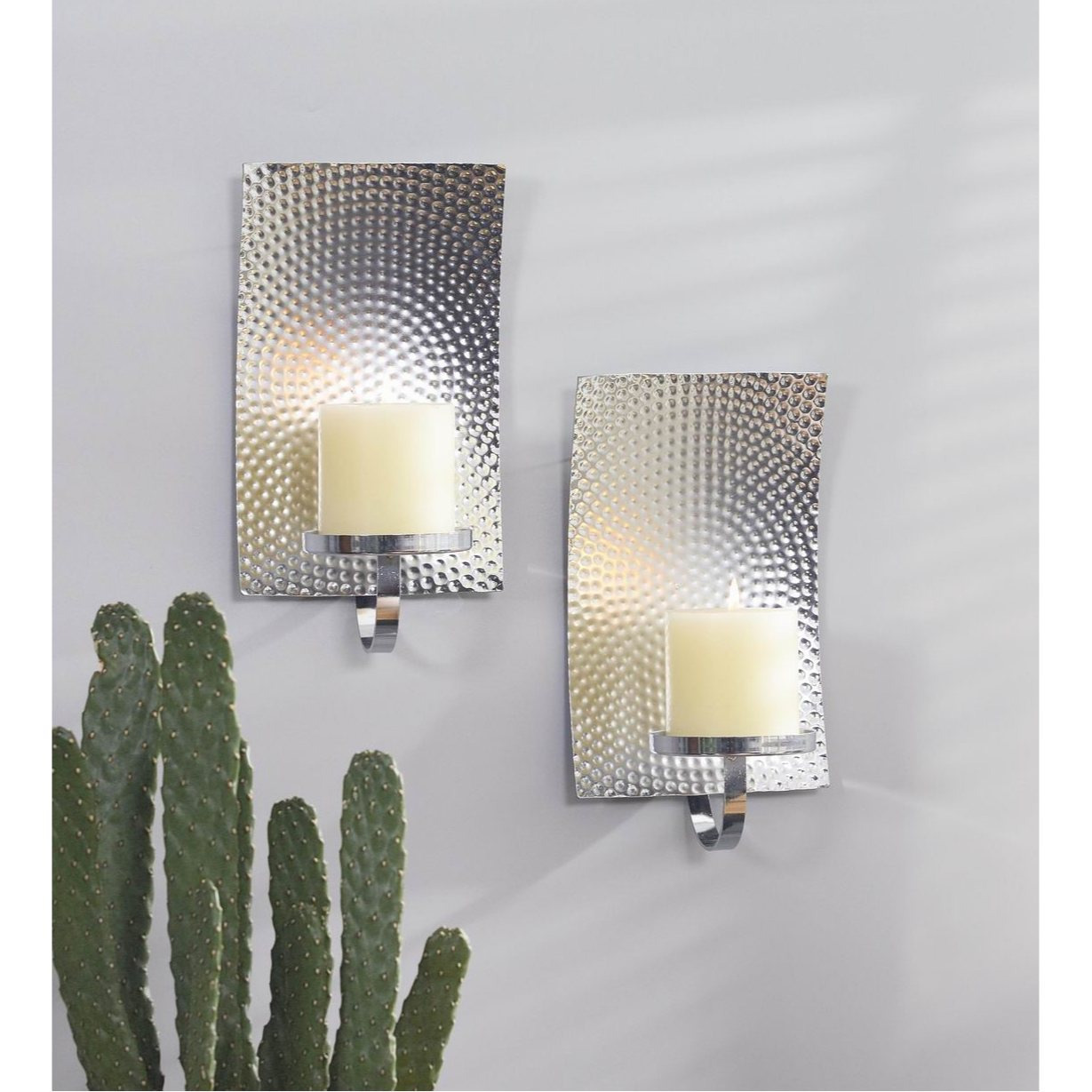 Metal Wall Candle Holder Silvery