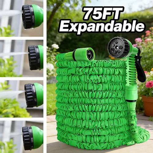 75ft 100ft 150ft 200ft expandable flexible garden hose pipes car washing gardening hose with 7 setting professional water spray nozzle gun expandable hose garden hoses black