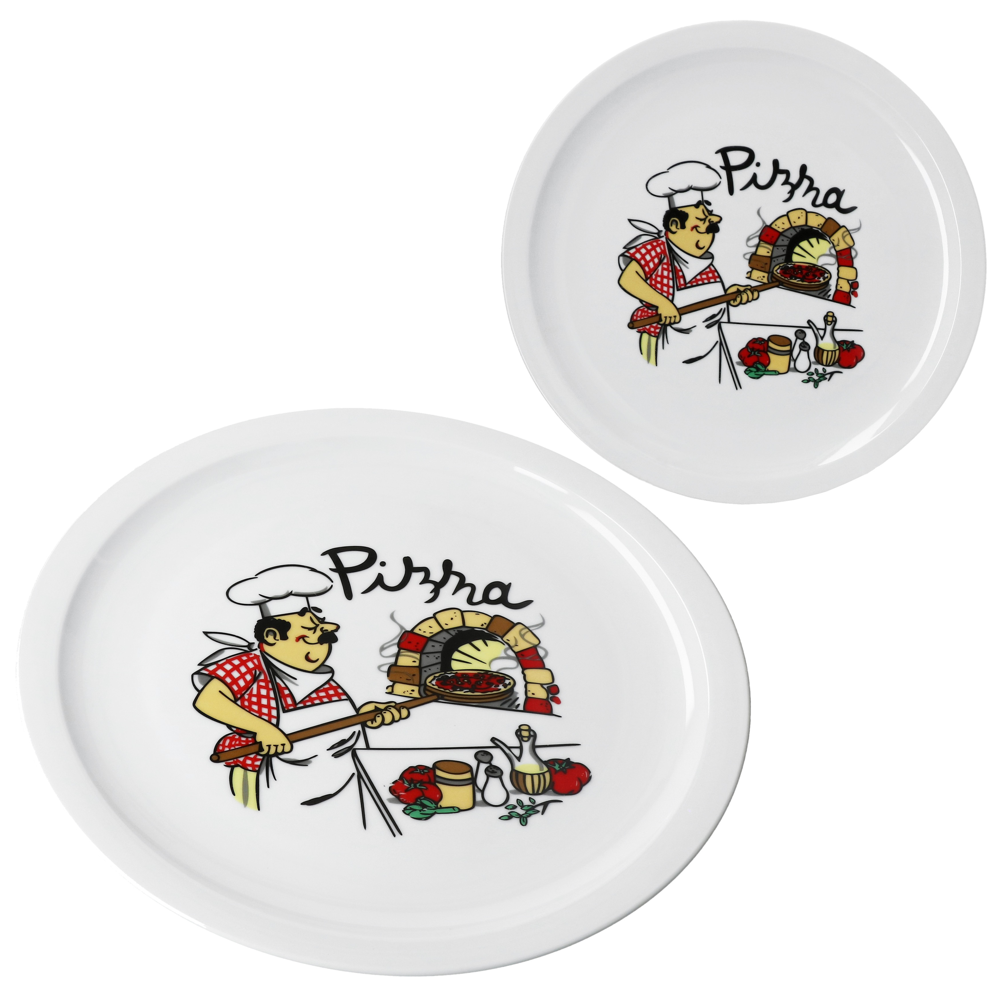 2-piece Set Pizza Plates Ø33.5cm For 2 People, Baker's Large Platter