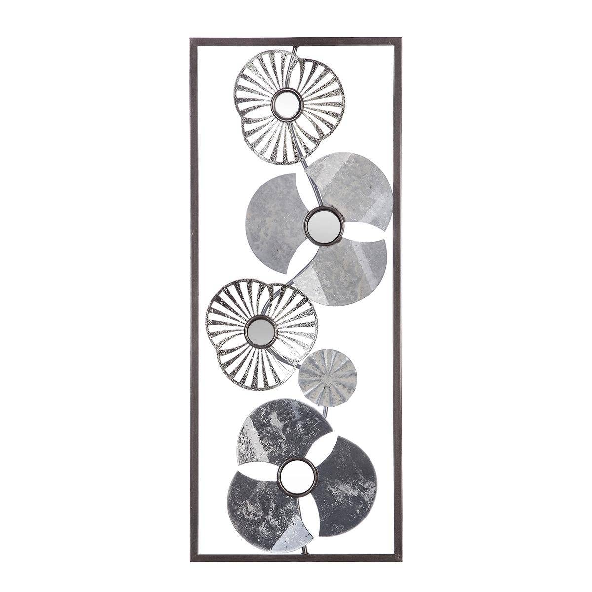 Wall Flower Decoration - Metal - Silver 25x61 Cm