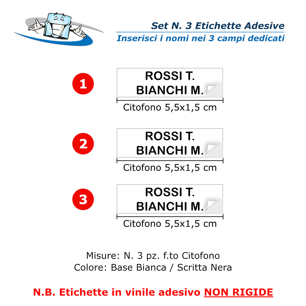 TEMU Numero 2+1 omaggio Targhette Etichette NON RIGIDE adesive personalizzate con per cassetta postale e citofono in adesivo in varie Misure e Colori