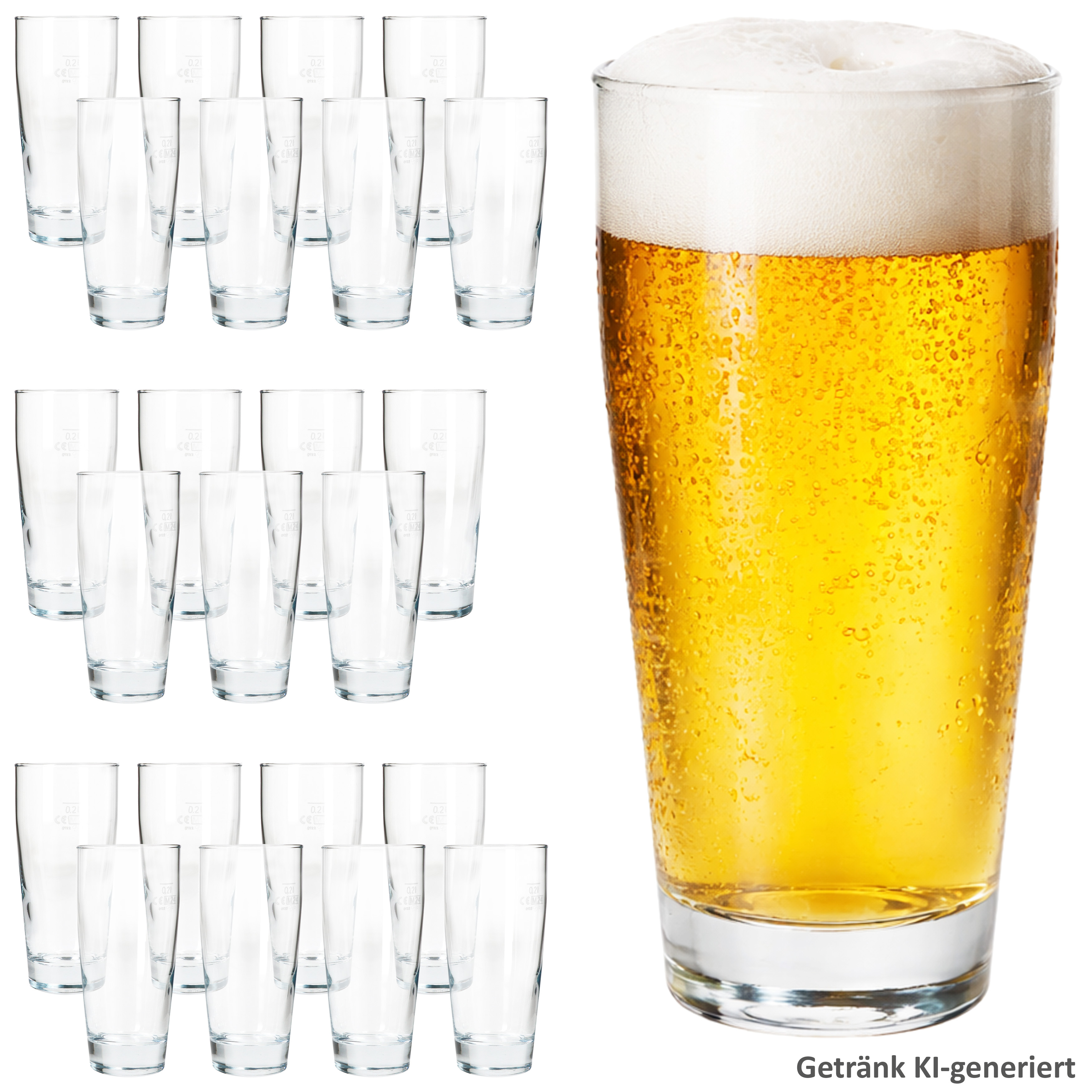 24-piece Set Cups 0.2 L Calibrated Beer Glasses Drinking Glasses For Cocktails And Drinks