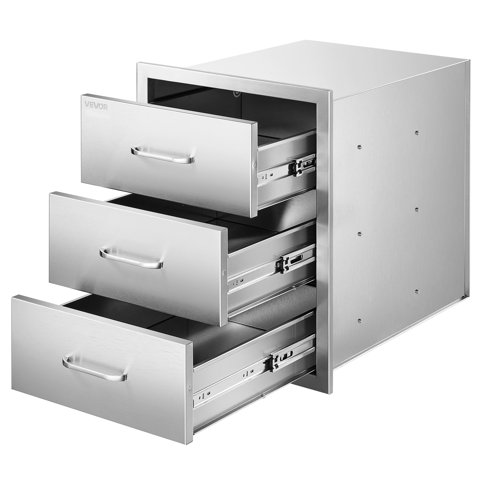 Image of Vevor Outdoor Kitchen Drawers 18.11" W .23" D .23" H, Triple-access Stainless Steel Modular Drawer Cabinet With Handles, Bbq Island Drawer For Outdoor Kitchen Or Bbq Island Patio