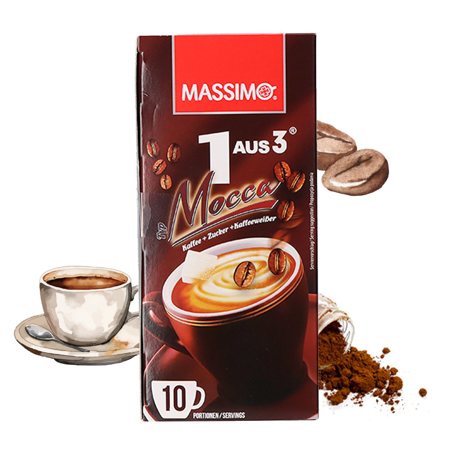 Image of Maximum 1 Out Of 3 Mocha Instant Coffee - Soluble Coffee, Beverage Powder With Soluble Bean Coffee, Sugar And Coffee Whitener