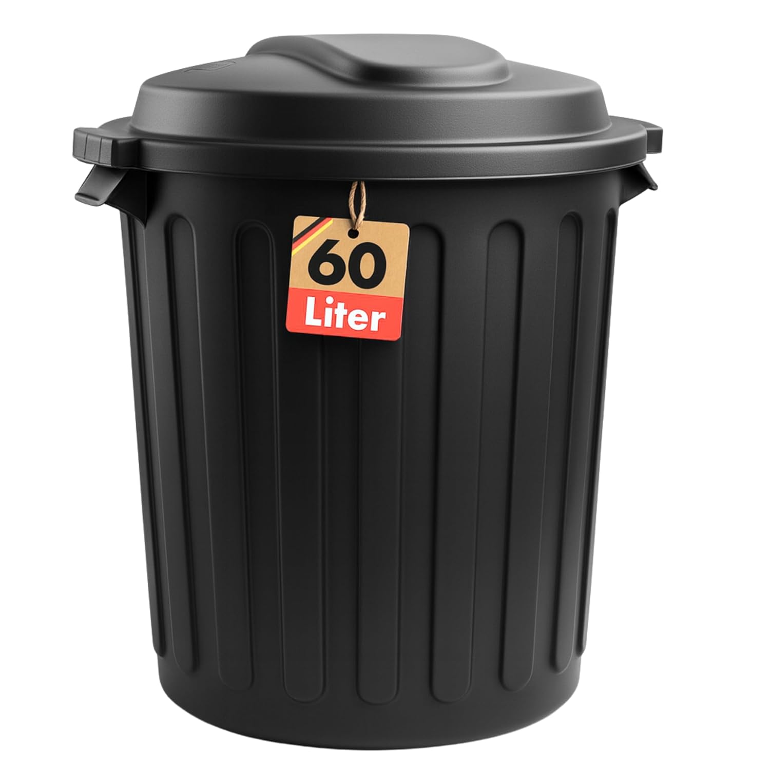 E-shop Mülleimer Robin Mit Deckel 60L – Großer Kunststoff Abfalleimer Rund – 46 X 46 X 58 Cm – Geruchshemmend Für Küche, Büro Oder Haushalt