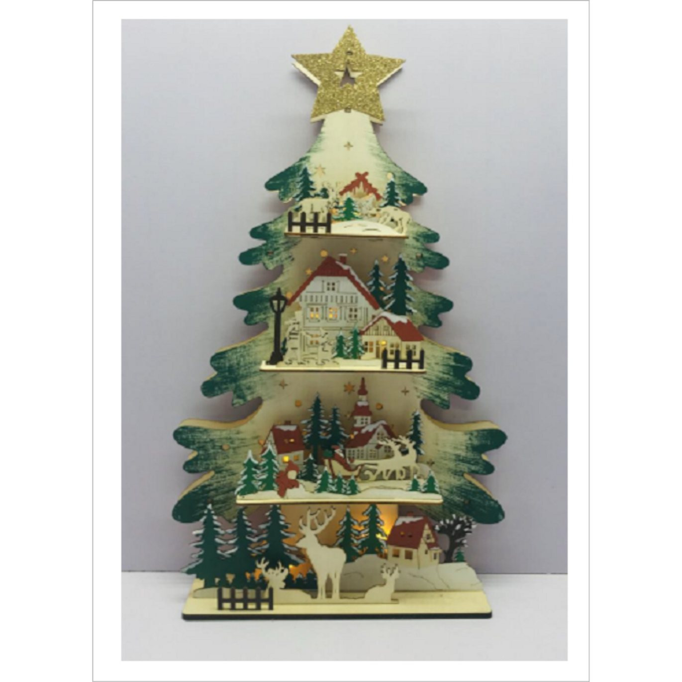 Wooden With 4 Festive Tiers