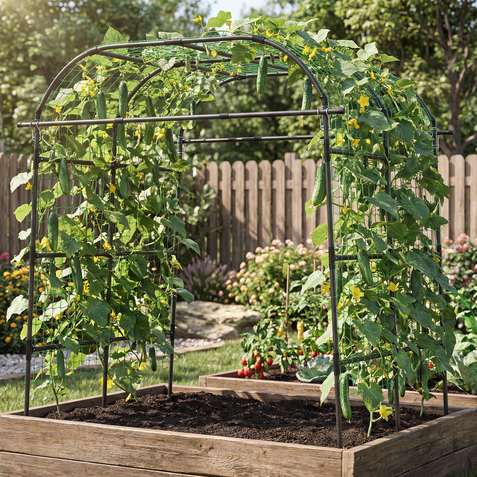 Image of Metal Garden Arch Trellis For Climbing Plants, 8 Ft Extra Wide U Shape Cucumber Trellis,metal Plant Support Trellis