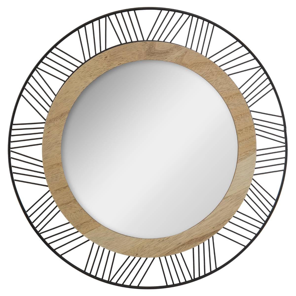 Metal And Wood Mirror - Black - D
