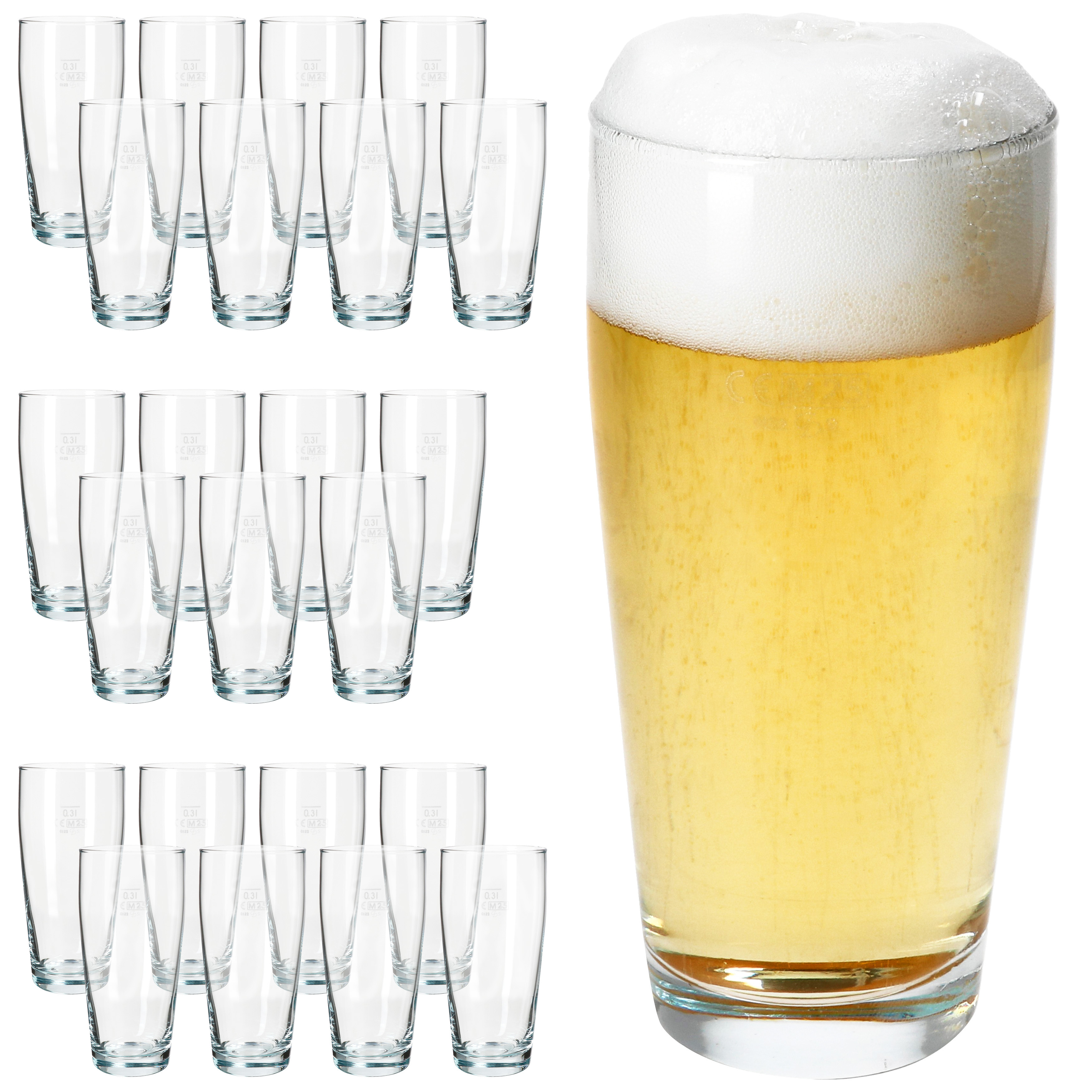 TEMU 24pcs Set Of Willibecher 0.3 L Calibrated Beer Glass Drinking Glass For S And Drinks