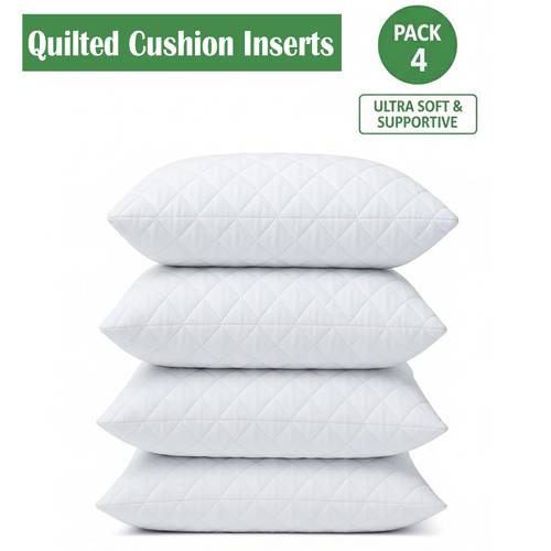 4 pack quilted cushion inserts hypoallergenic white cushion inner perfect hollowfibre throw pillow inserts for sofa cushion pads