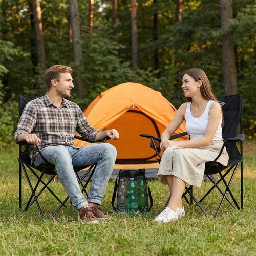 set of 2 camping chairs portable folding lightweight outdoor garden chair