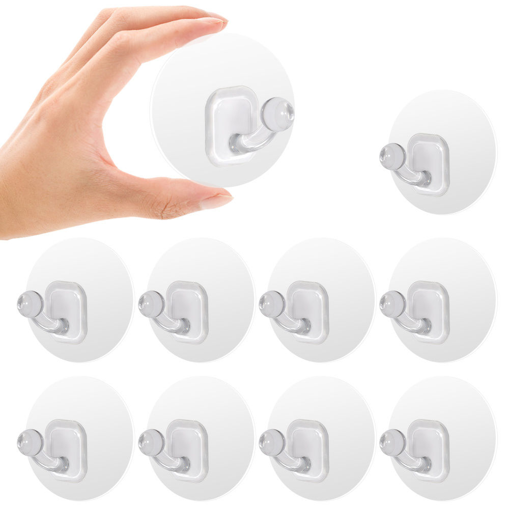 10pcs Of Self-adhesive Plastic Adhesive Hooks, Nail-free Clothes Hooks, , Wall Hooks For Hanging Kitchen Accessories, Bathroom Accessories, Hooks