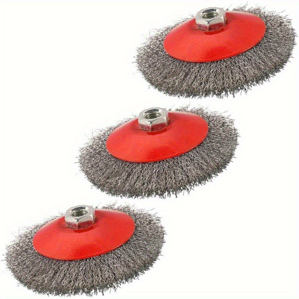 Image of 3x Wire Brush Cone Brush Brush Angle Grinder 115mm M14 Drill Machine