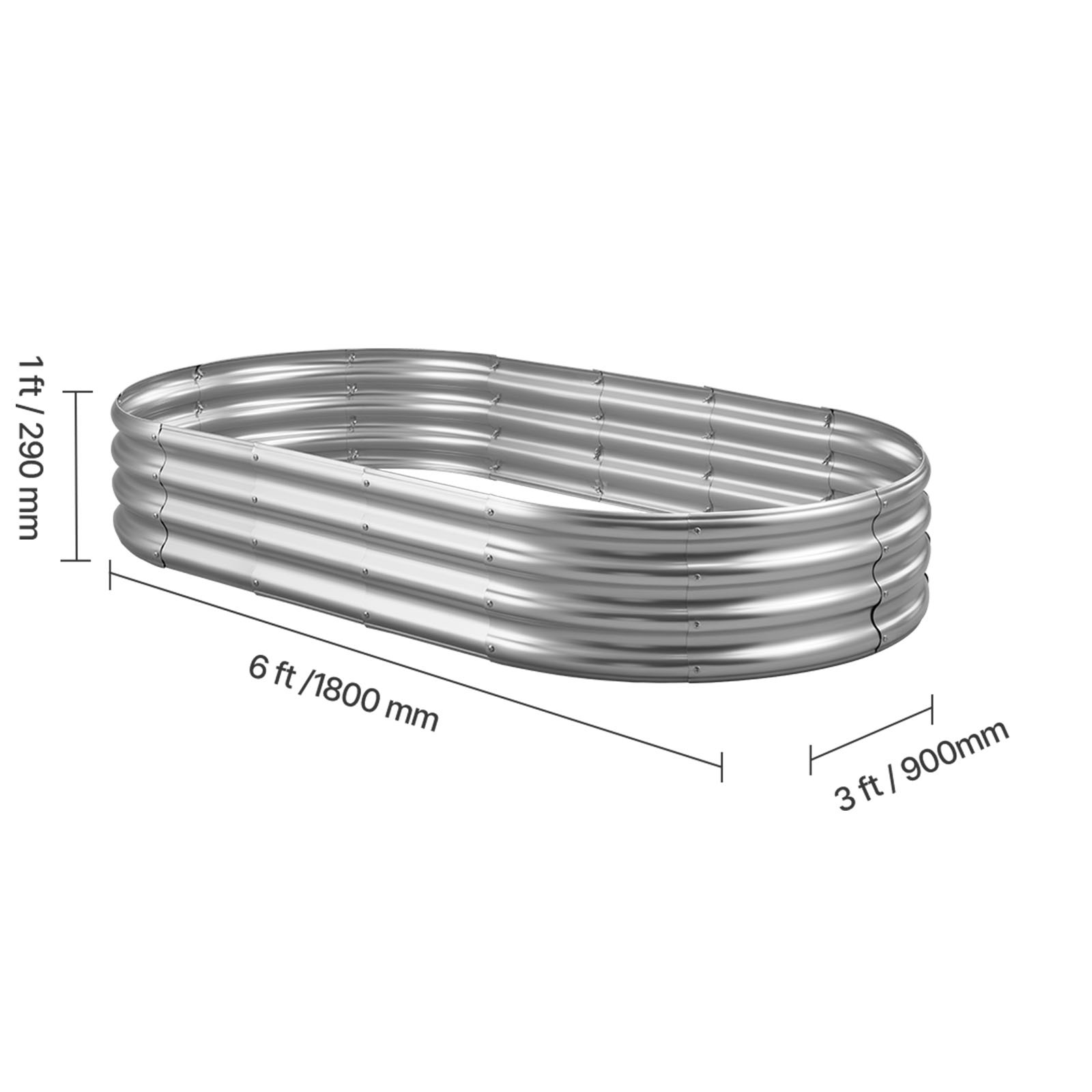 TEMU Metal Raised Garden Bed, 1.8 X 0.9 X 0.3 Galvanized Planter Garden Box, Open Bottom Design, Large Planter Raised Bed For Growing Vegetables,