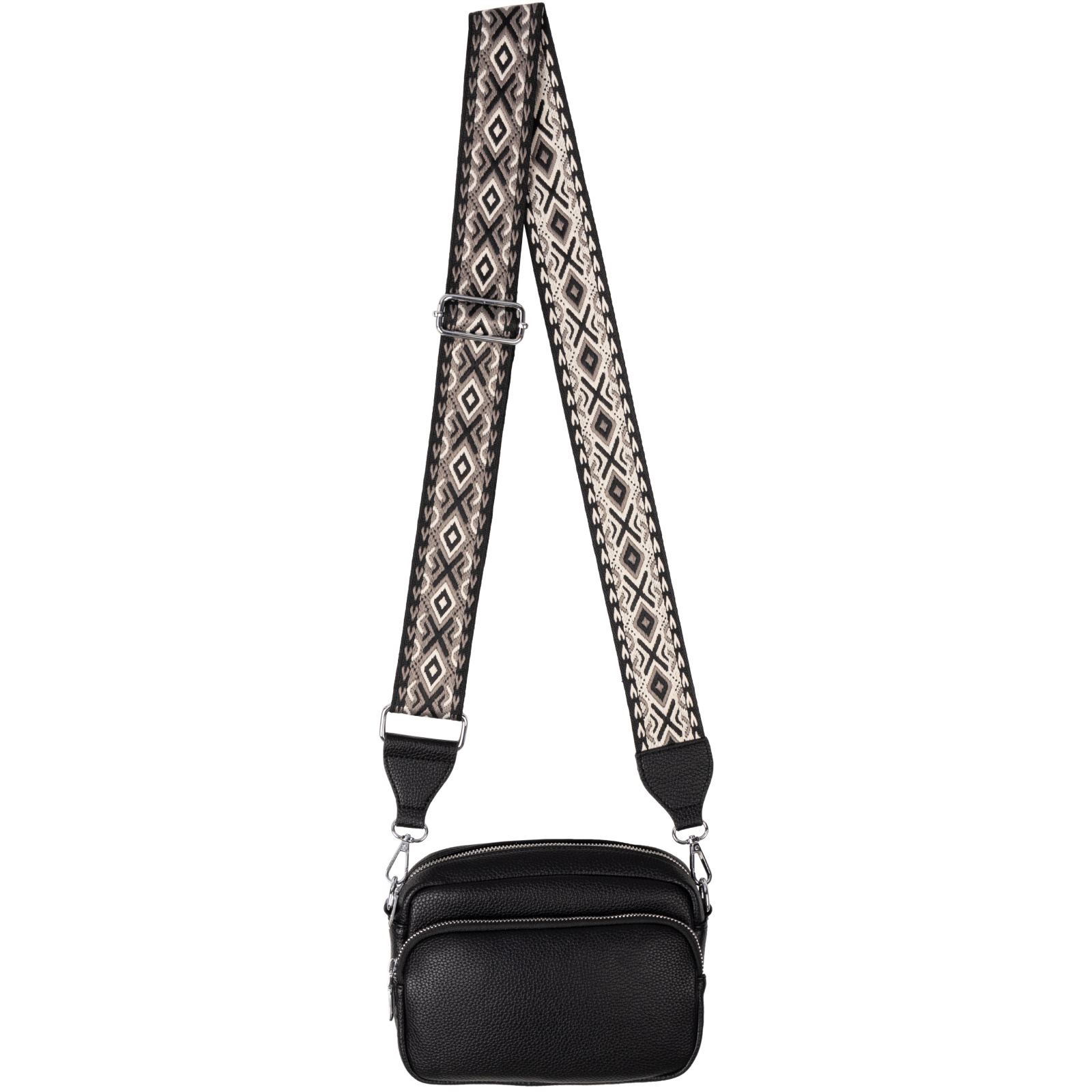 Image of Women's Fanny Pack Crossbody Bag In Black – Faux Leather Italy Design – Small Shoulder Bag Hip Bag With Zipper 22x15x8 Cm