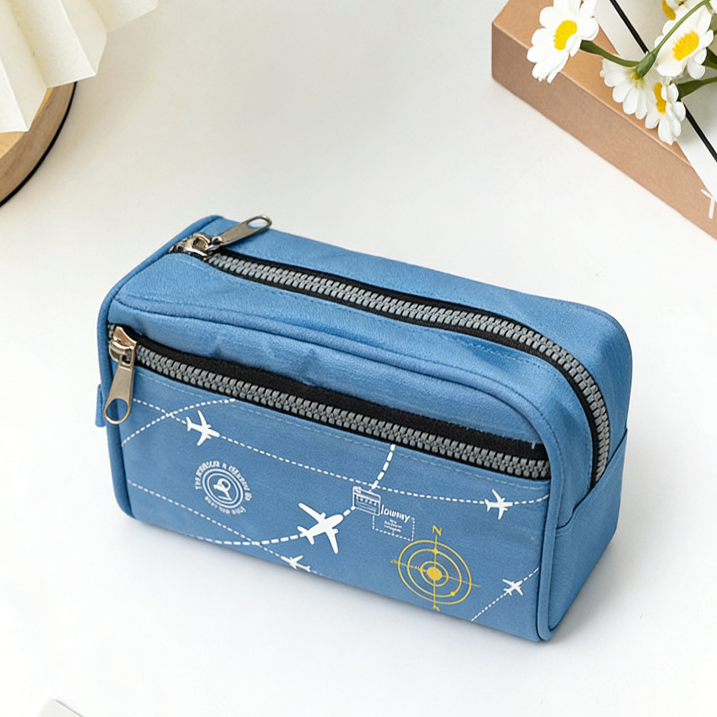 TEMU Estuche para Lápices de Poliéster con Diseño de Avión y | Bolsa de Útiles Escolares Resistente y