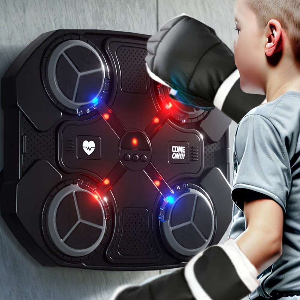 Image of Four- Board Music Boxing , Boxing Trainer, Interactive Boxing System With Dynamic Led Lights, Adjustable Speed, Used For Indoor Exercises By Students And To Improve Coordination