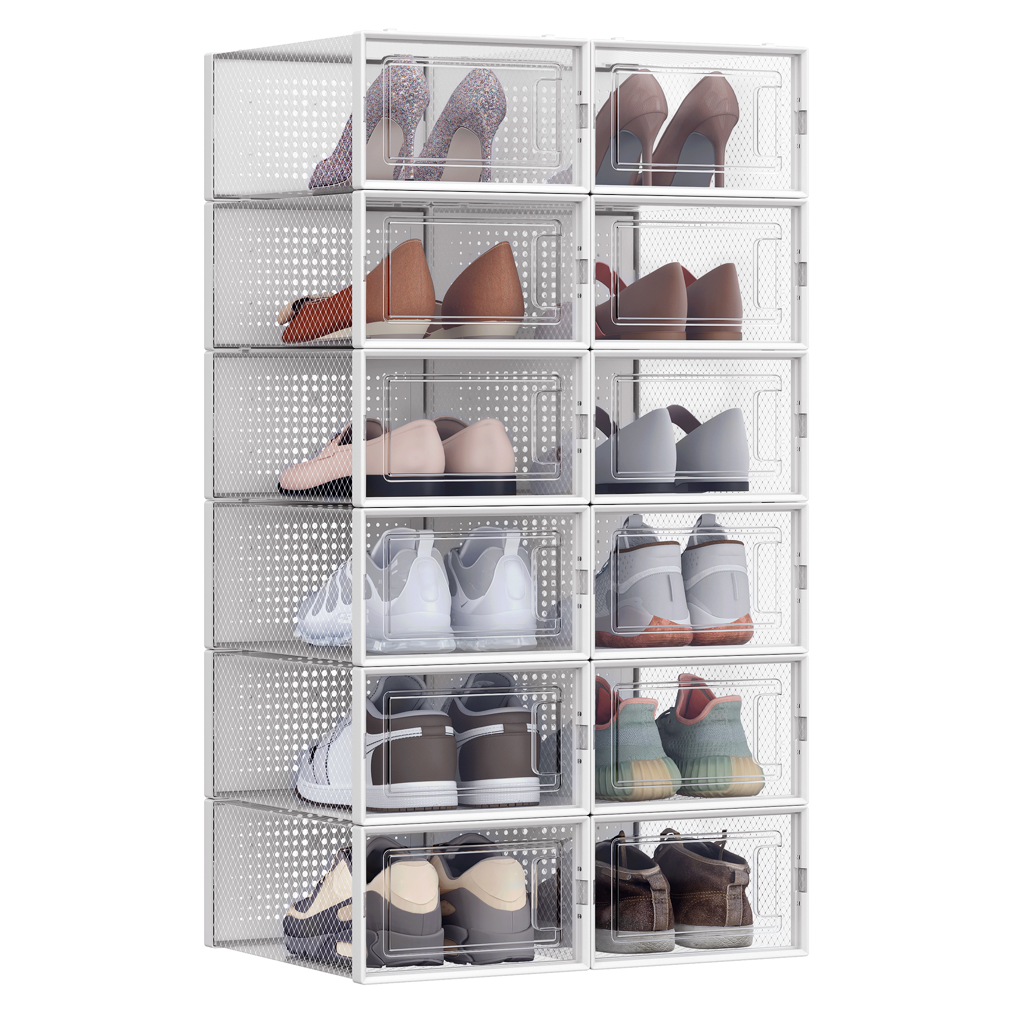 TEMU Juego de cajas de zapatos de plástico, plegables y apilables, aptas para zapatillas deportivas la talla 44, disponibles en variantes