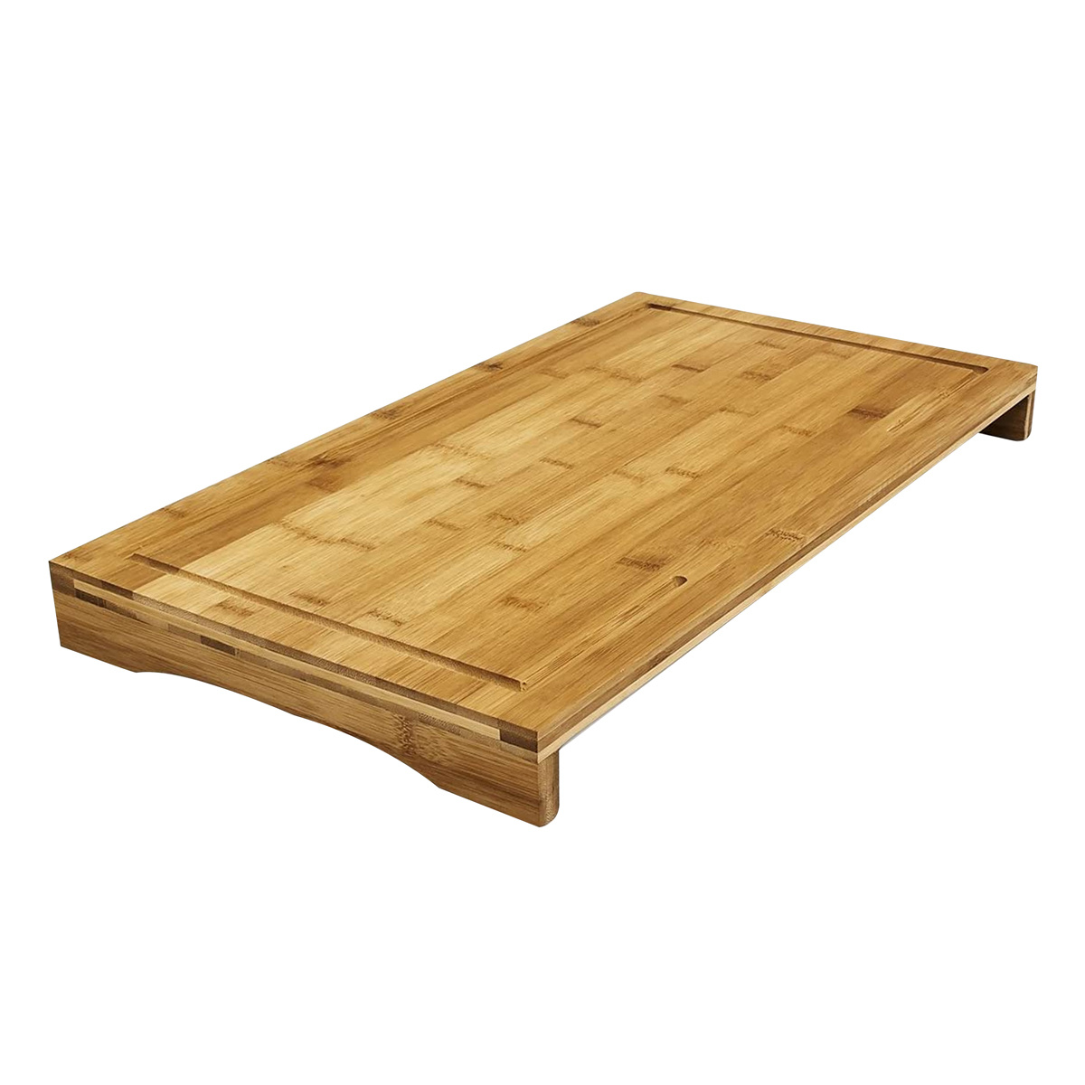 TEMU Planche à découper de cuisine, couvre plaque vitrocéramique en bois de bambou, coloris naturel - Hauteur 4.5 cm x Longueur 54 x 28 cm