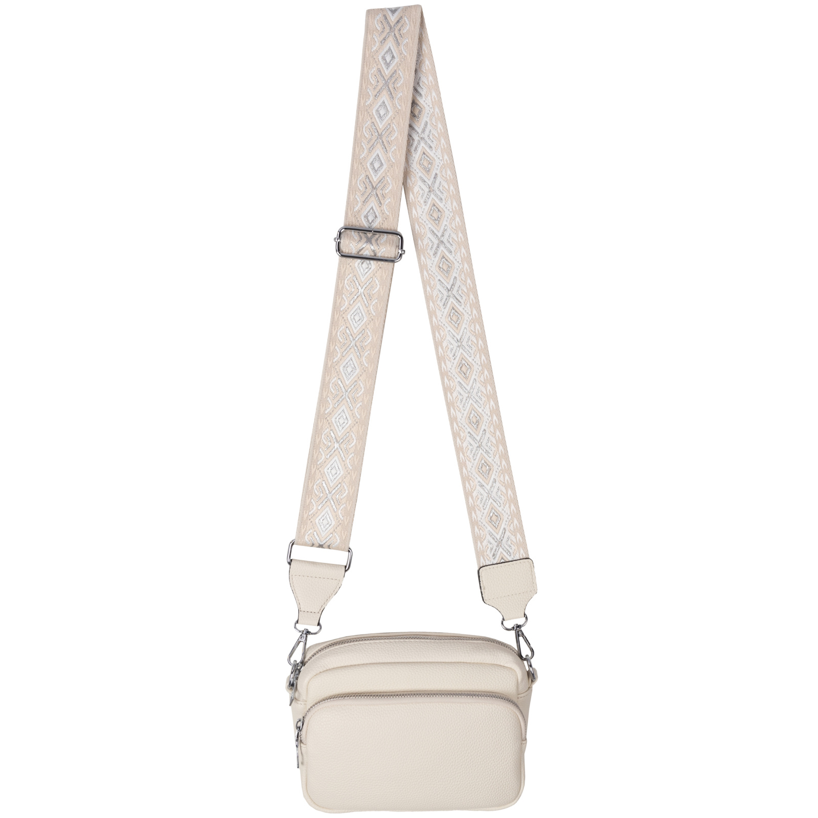 Image of Ladies' Waist Bag Crossbody Bag Cream White/white - Crossbody Bag Made Of Artificial Leather Italy Design - Small Shoulder Bag Hip Bag For Ladies With Zipper 22x15x8 Cm
