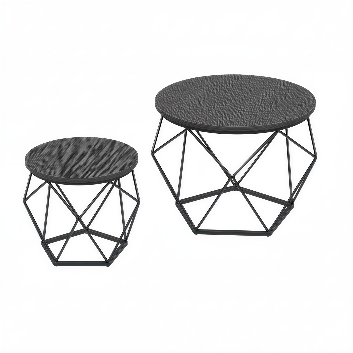 TEMU Set Of 2 Round Living Room Coffee Tables, Steel Structure, , For Living Room