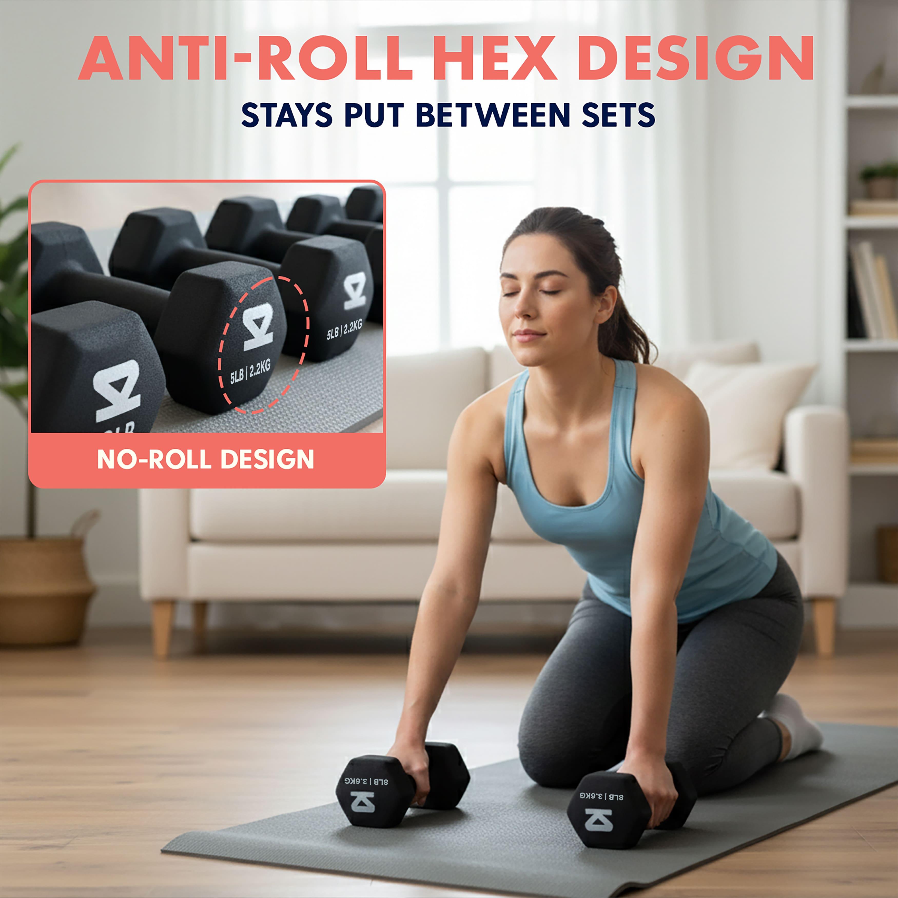 SQUATZ Dumbbell Weights Set with Stand Coated Weights