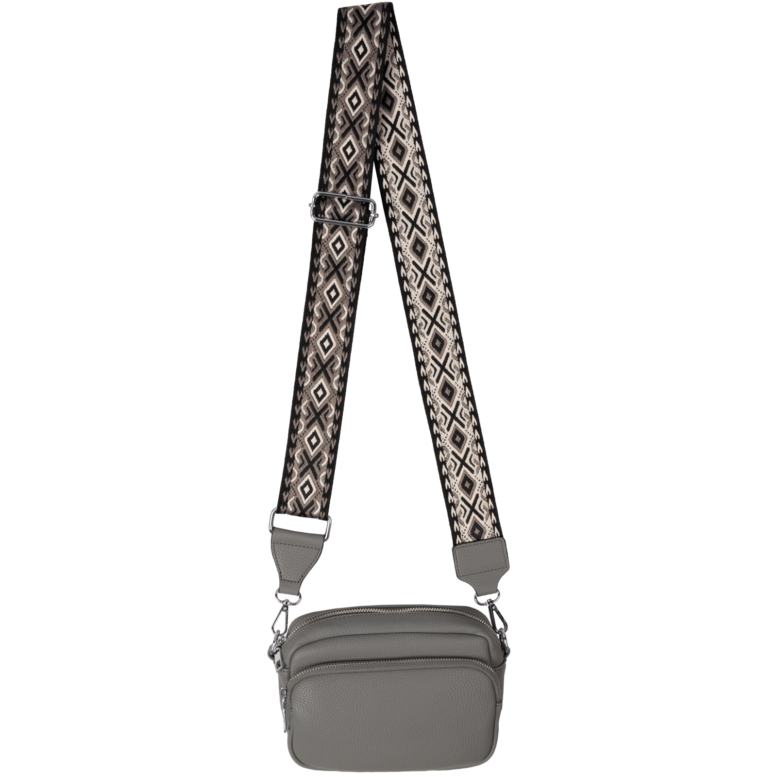 Ladies' Waist Bag Crossbody Bag Grey - Crossbody Bag Made Of Artificial Leather Italy Design - Small Shoulder Bag Hip Bag Ladies' Bag With Zipper 22x15x8 Cm