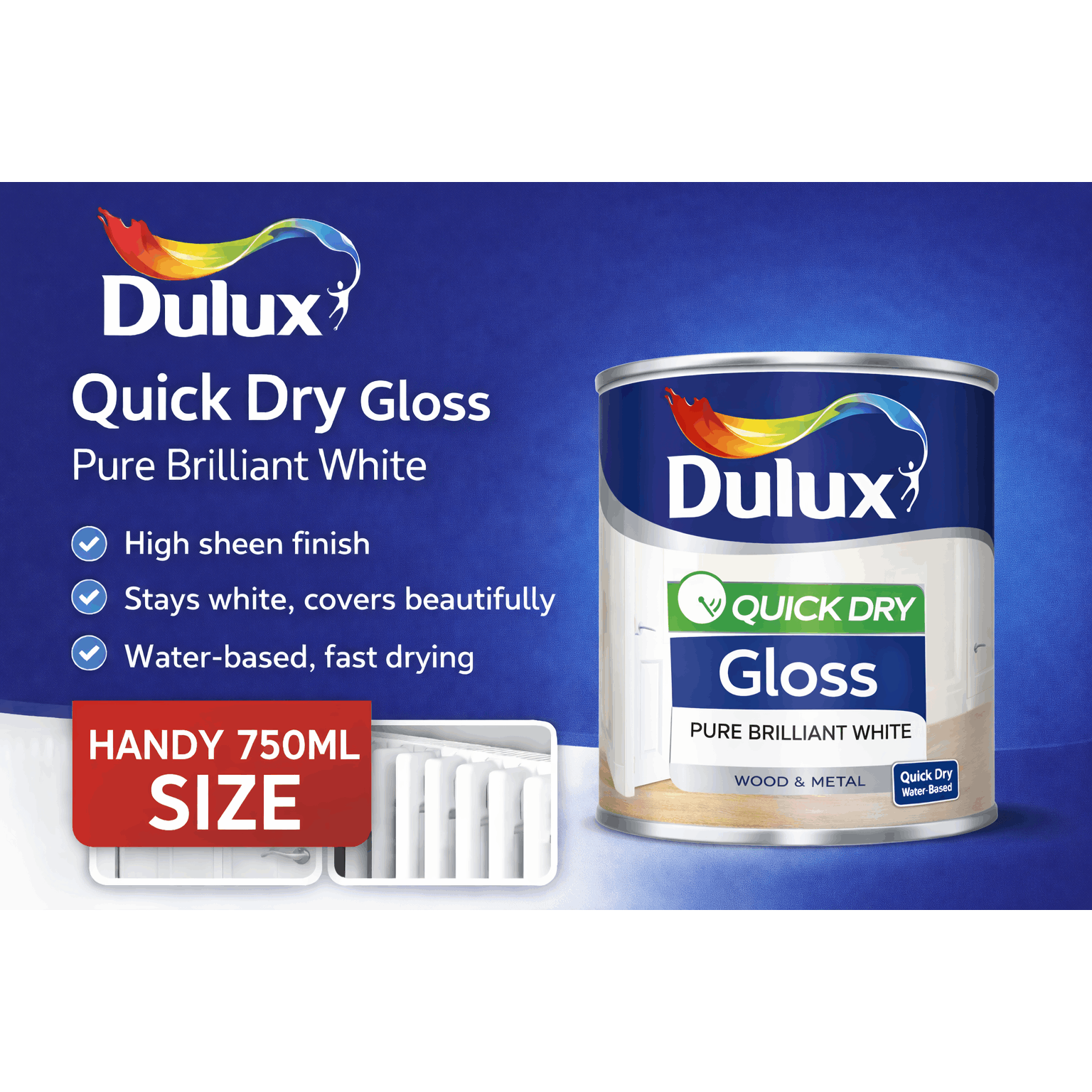 item picture   quick dry gloss 750ml pure   white high     metal paint fast drying durable  
