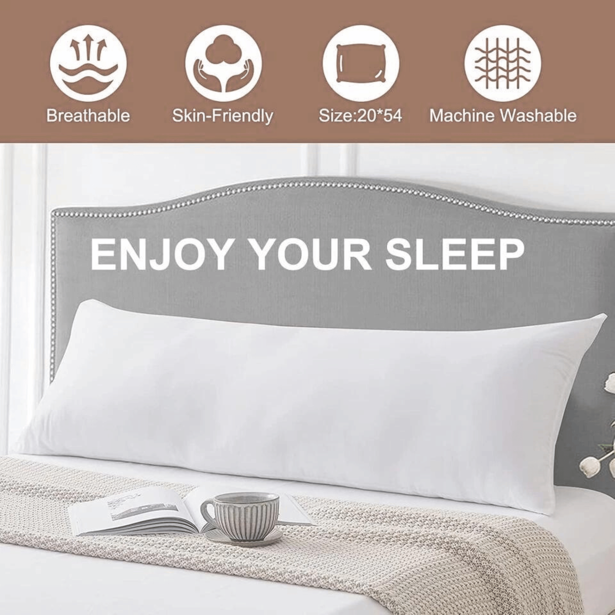 Premium Hollowfiber Bolster Pillow Full Body Orthopedic Long Pillow for Side Sleeper, Back, Neck, Maternity Support Pregnancy Pillows