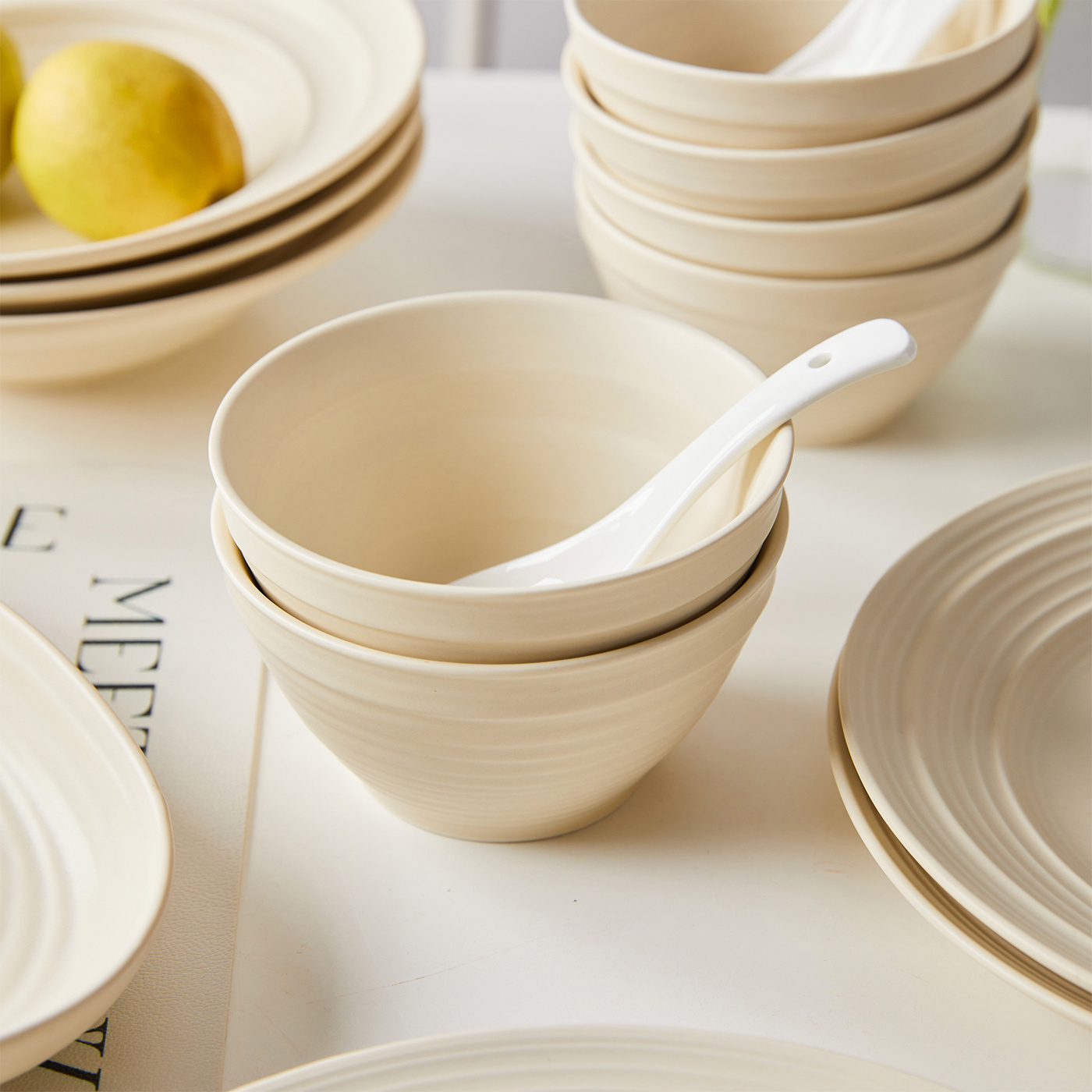 TEMU Ensemble de 6 pièces, Ø 11,7 pouces (4,5 pouces), vaisselle en céramique, bol à salade, bol à fruits, bol à céréales, bol à , bol à collation,