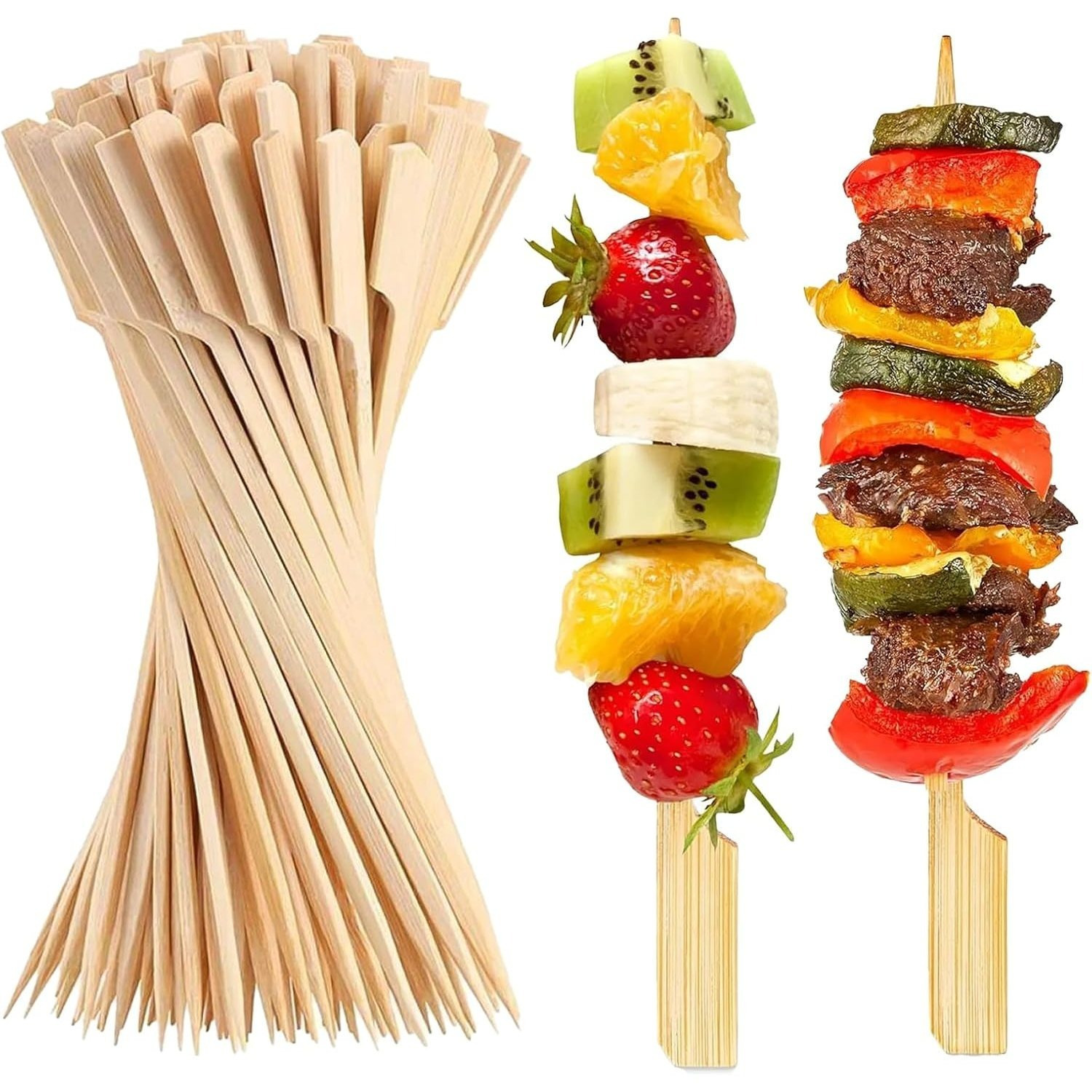 TEMU 50 Pcs Brochetas , 18 cm Palitos para Pinchos de Maderas, Brochetas de Madera para , Palos de Madera para Grill, Parrilla, Buffet de , Fruta,