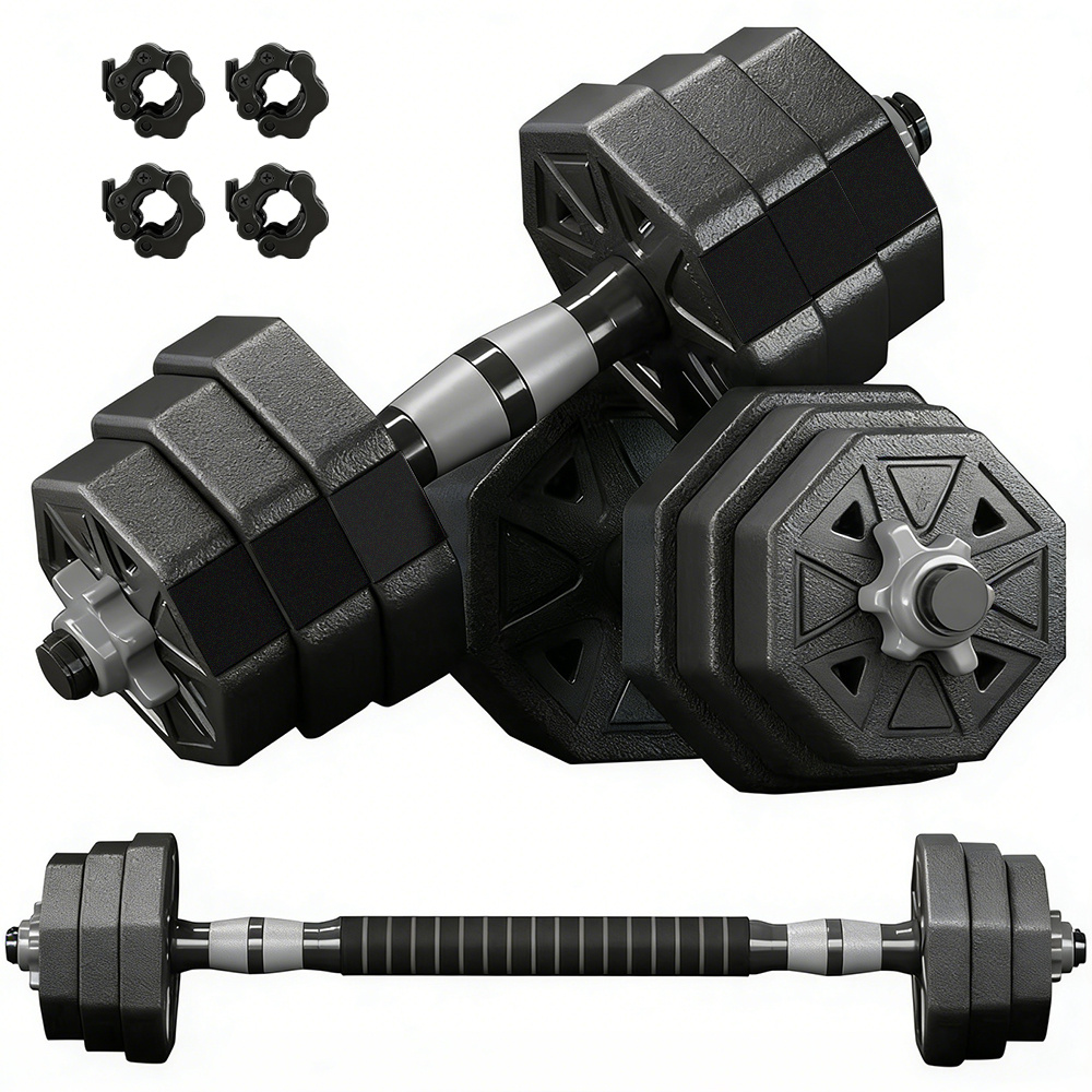 TEMU 20kg Multi-functional Dumbbells, Fixed Non-slip Octagonal Dumbbells, Barbell Set, Adjustable And Detachable Dumbbells, Unisex Fitness Equipment,