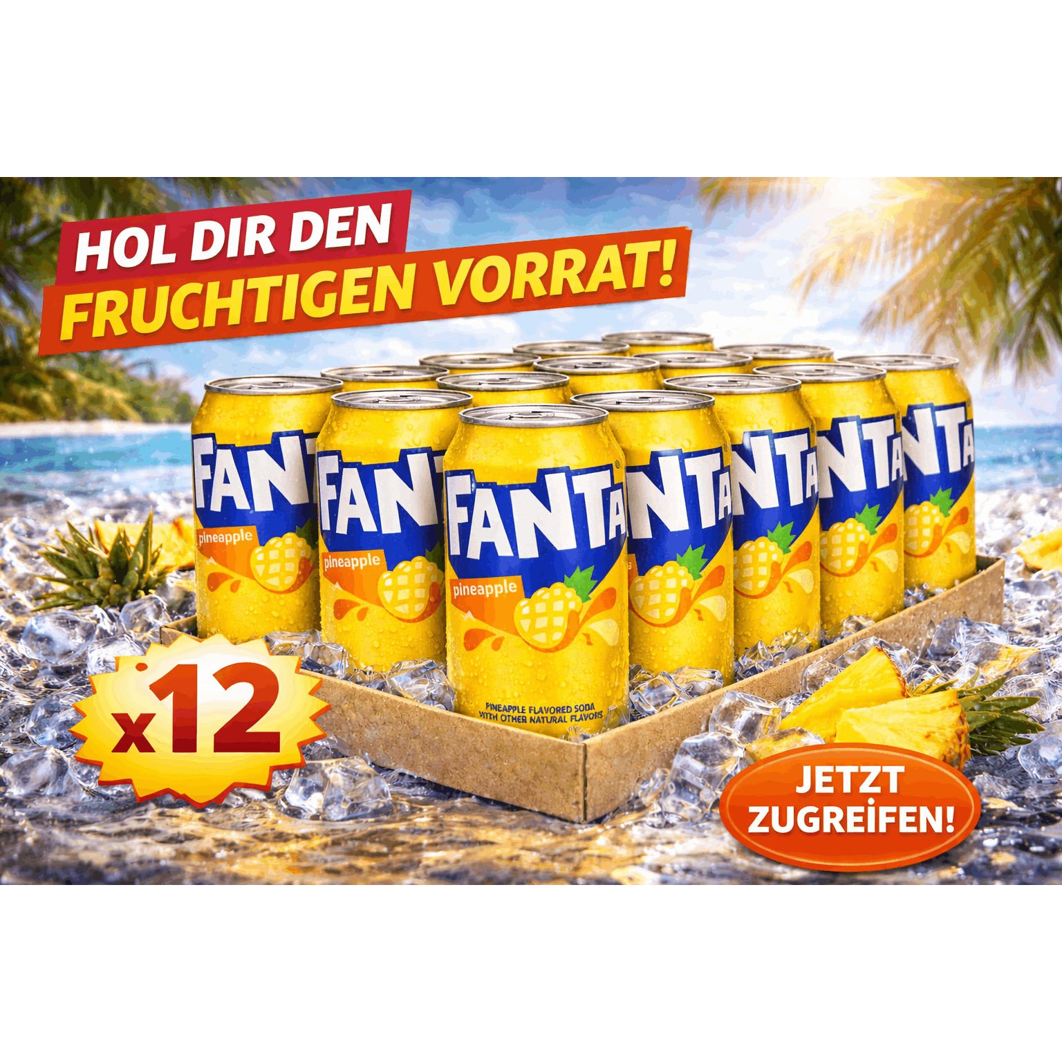 E-shop 12Stk Fanta Pineapple Can 355ml / Fanta Pineapple Can 355ml Display / Fanta Pineapple Can 355ml Großpackung