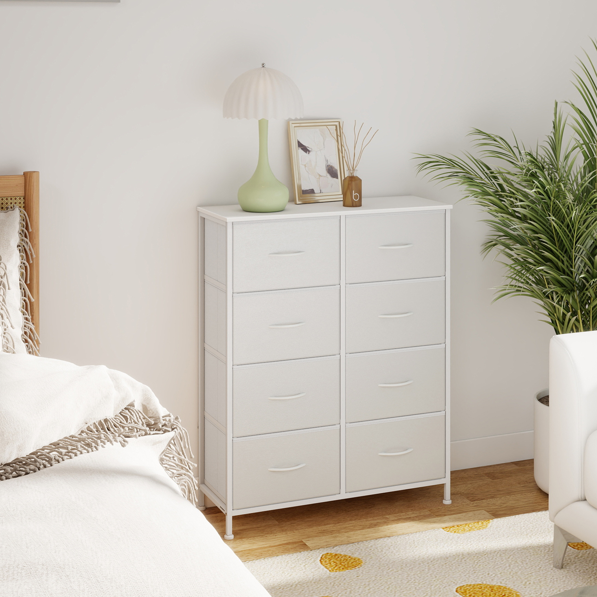 Image of Dresser, Cabinet, 8 Fabric Drawers, 30 X 76.7 X 95.2 Cabinet, Steel, Mdf, Non-woven Fabric, For Bedroom, Hallway, Living Room