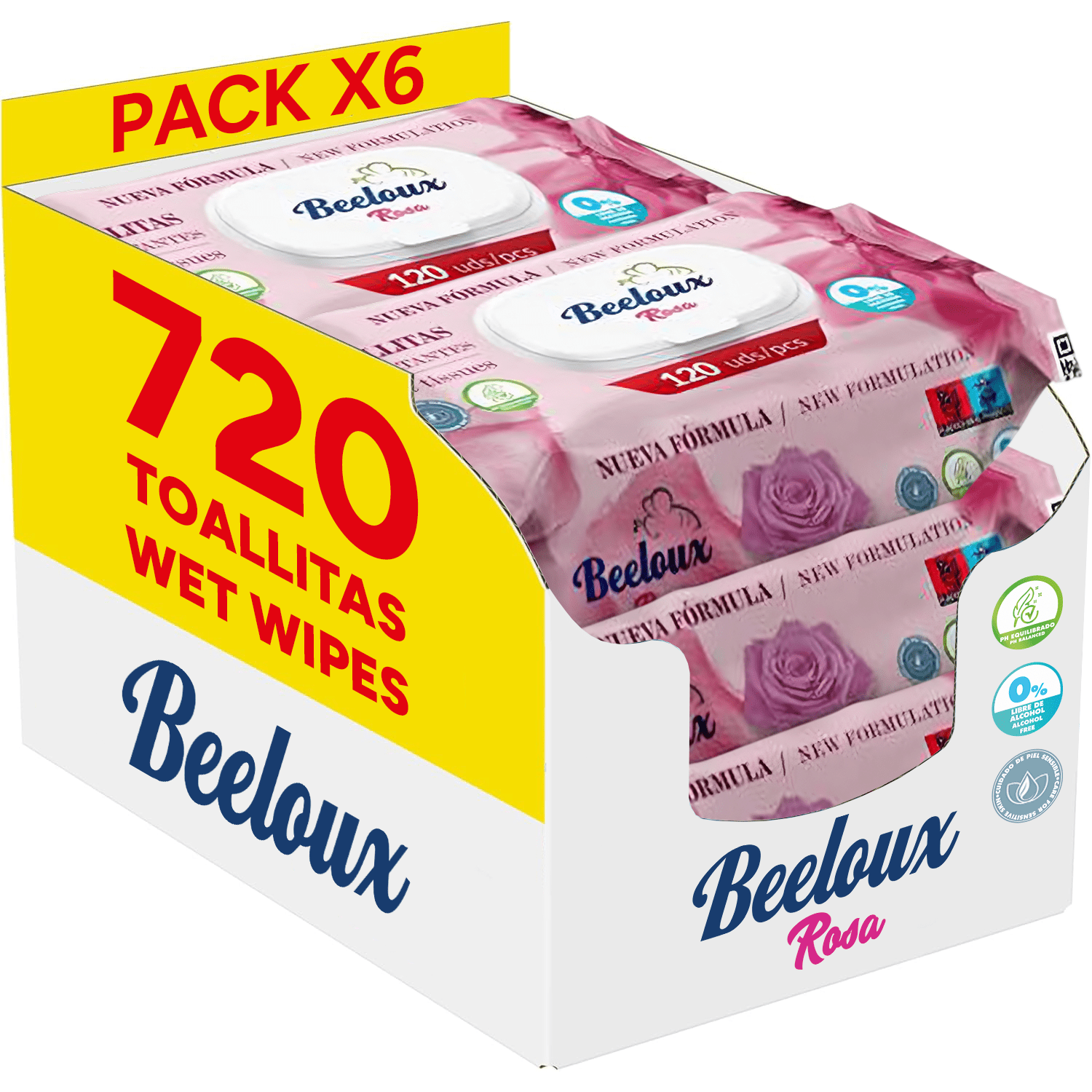 TEMU Wet Wipes, Care And Deep Hydration, Hydrating Wipes With Fibers Ideal For , Floral Perfume, Of 120 Wipes, 720 Wipes