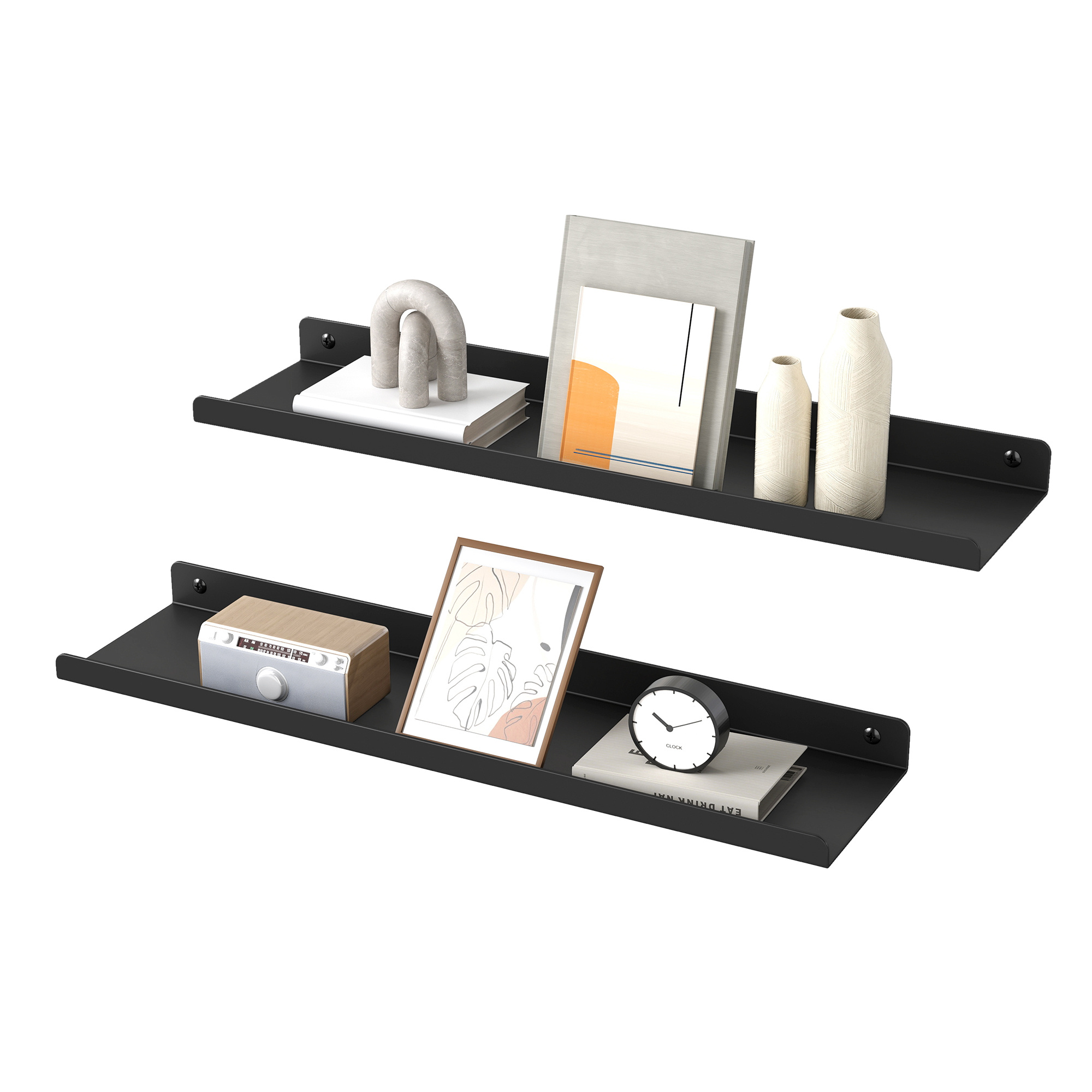 Metal Wall Shelves, 2-piece Set, Steel, For Home Decor, Bedroom, Kitchen, Bathroom, Living Room