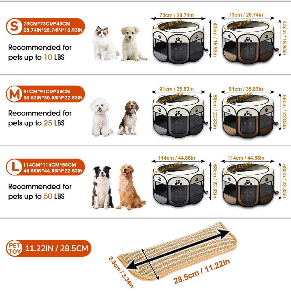 TEMU Recinto pieghevole ottagonale per animali domestici, cuccetta per , tessuto Oxford antigraffio, traspirante, utilizzabile come per /cani o