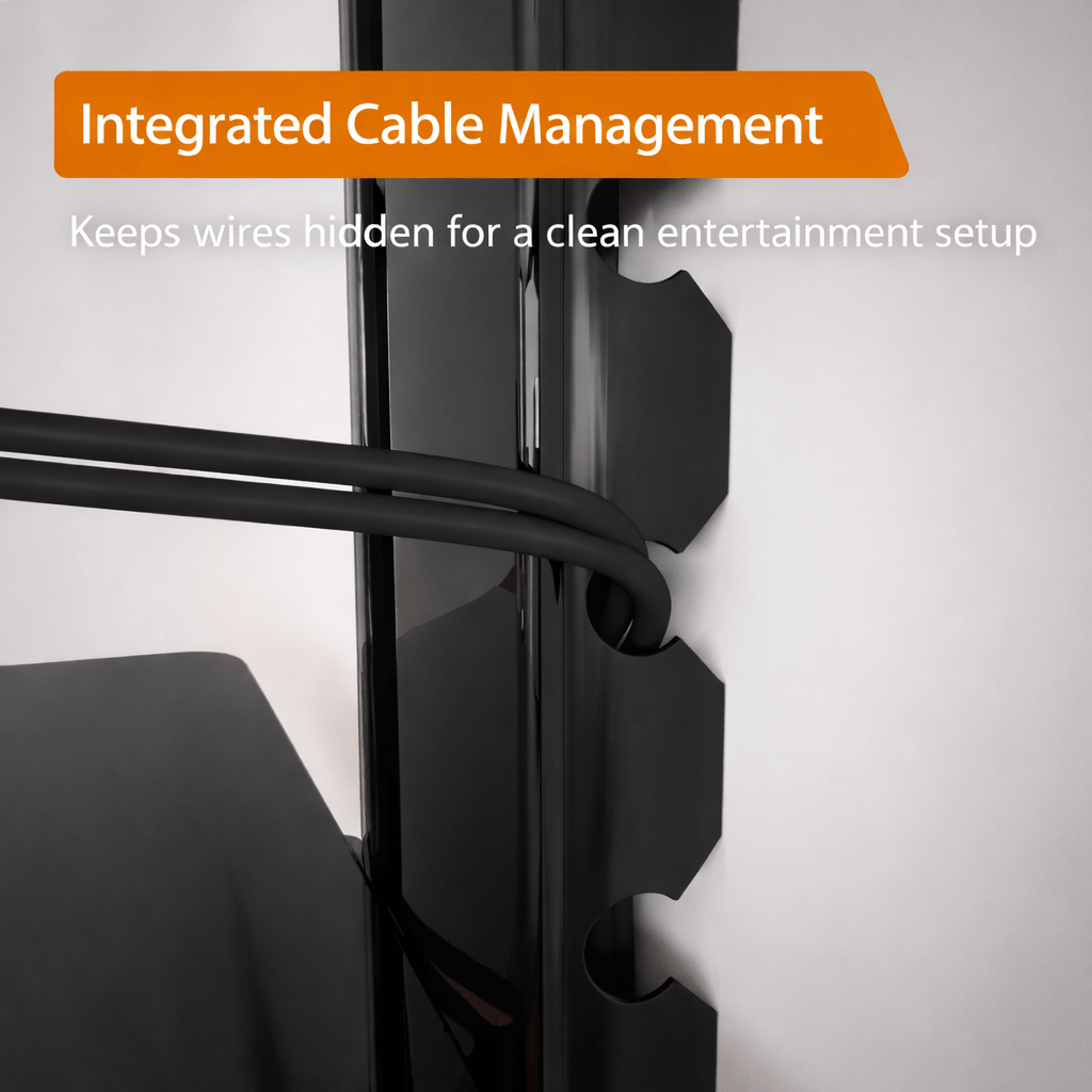 Wall Mounted 3 Tier Tempered Glass AV Shelf with Cable Management