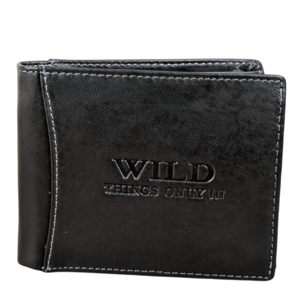 Image of Real Leather Yellow Purse Wallet Horizontal Format Black Rfid