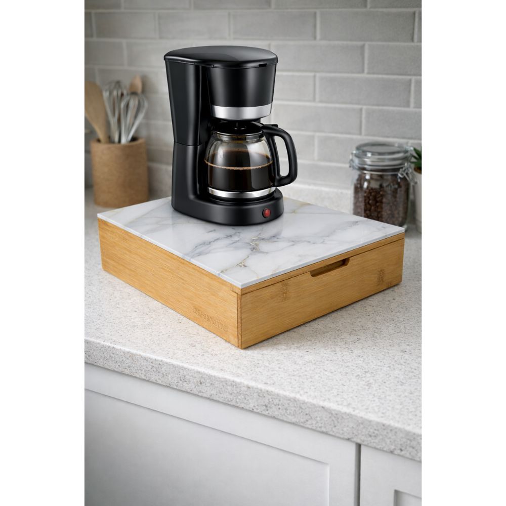 Cecaro Group – Wooden Coffee Capsule Door With Effect Top And Organizer Drawer – 30x30x10 Cm