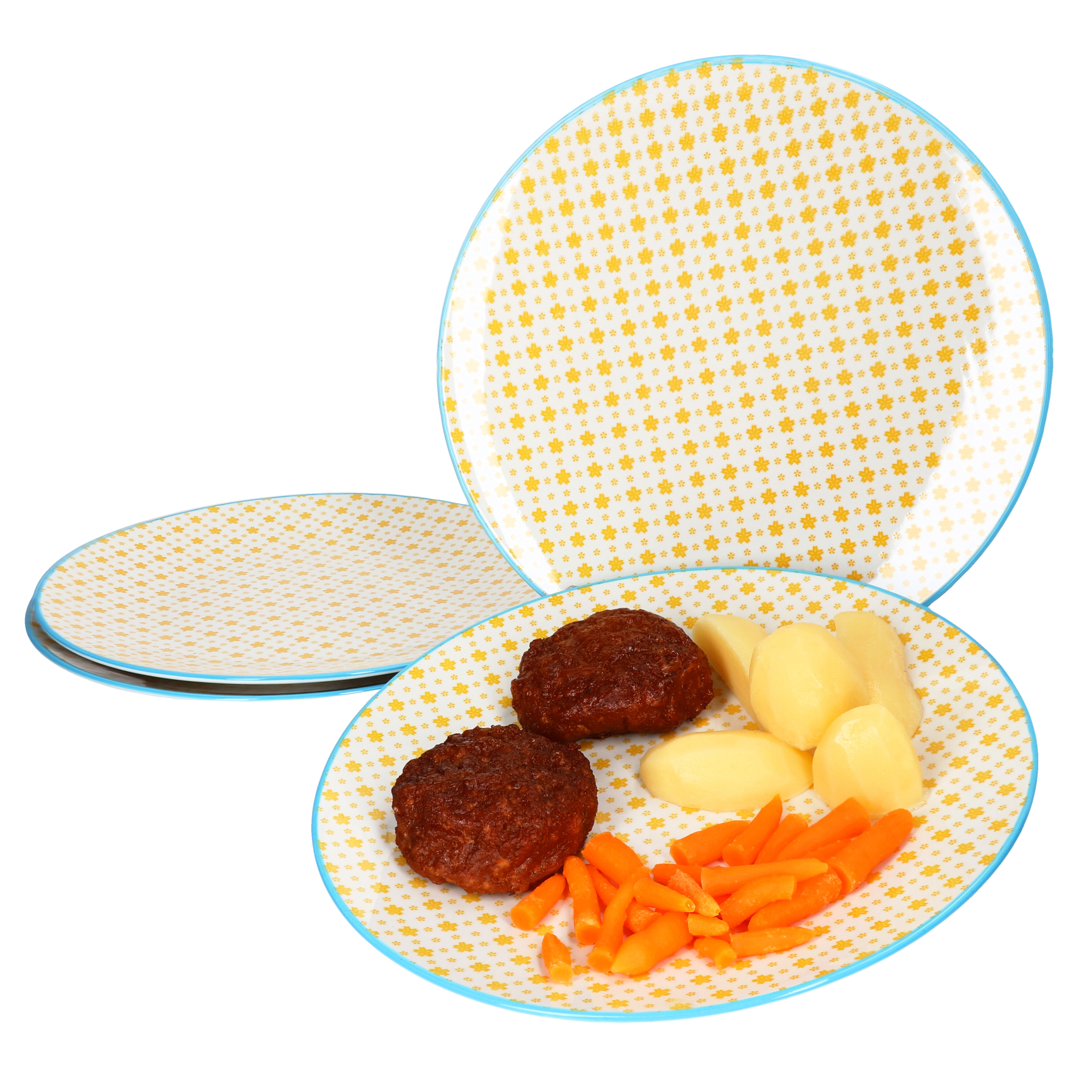 Ritzenhoff Machine Yellow 4pcs Set Dinner Plate Serving Plate Grill Plate Vintage
