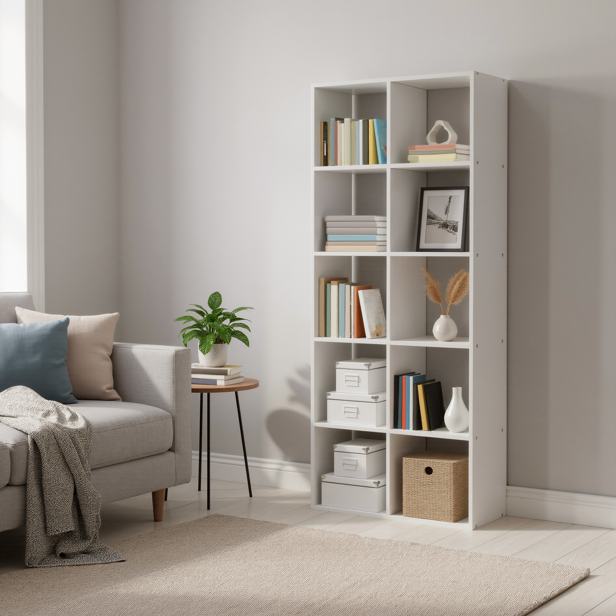 Royal 10 Compartments, Storage Shelf For Bedroom, Living Room, Office, White