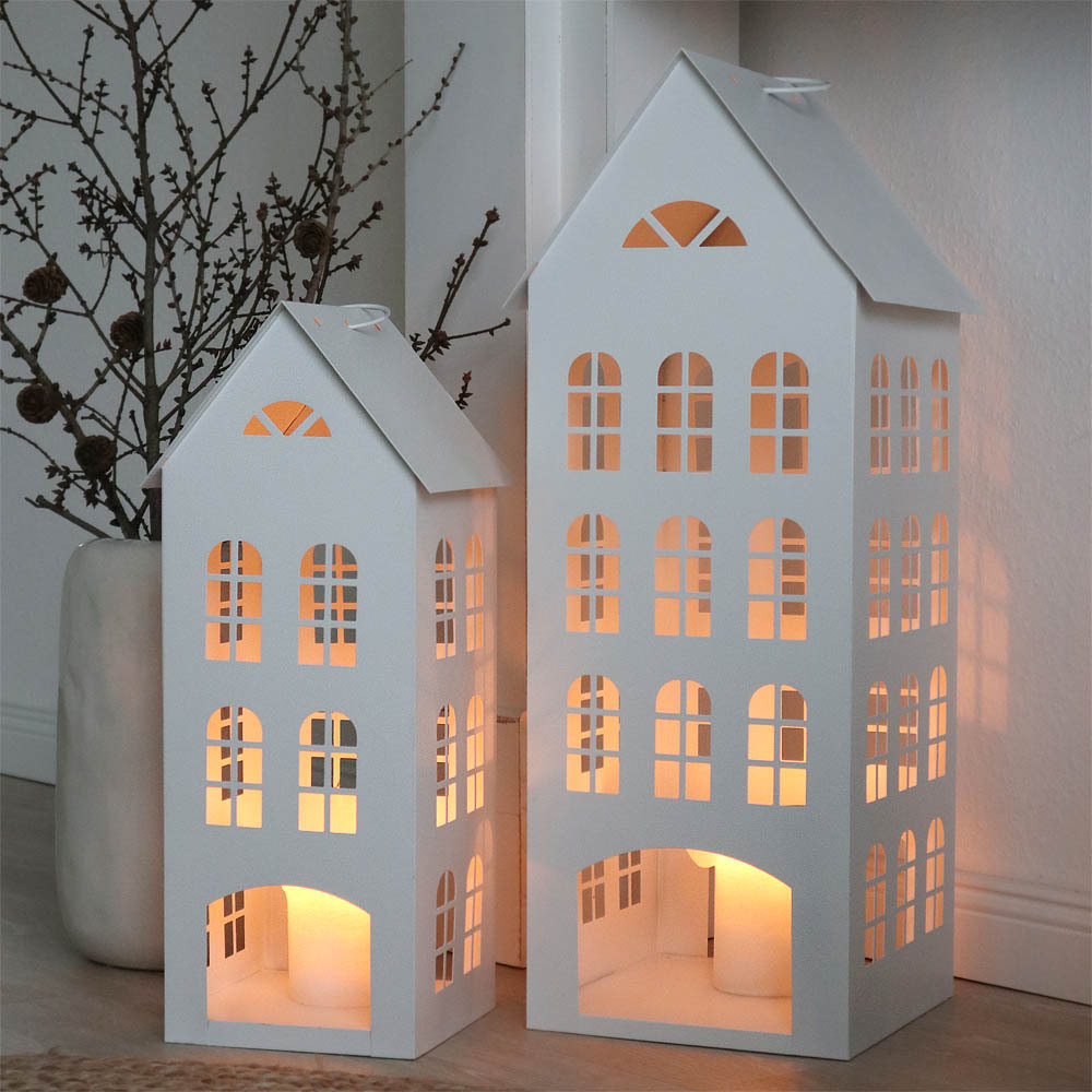 Lantern White Decoration H45cm