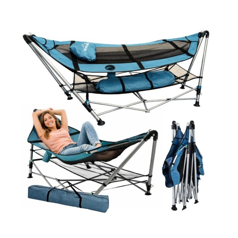 Image of Garden Hammock Chair With Camping Frame For Garden, Supports Up To 135kg, Durable Carry Bag