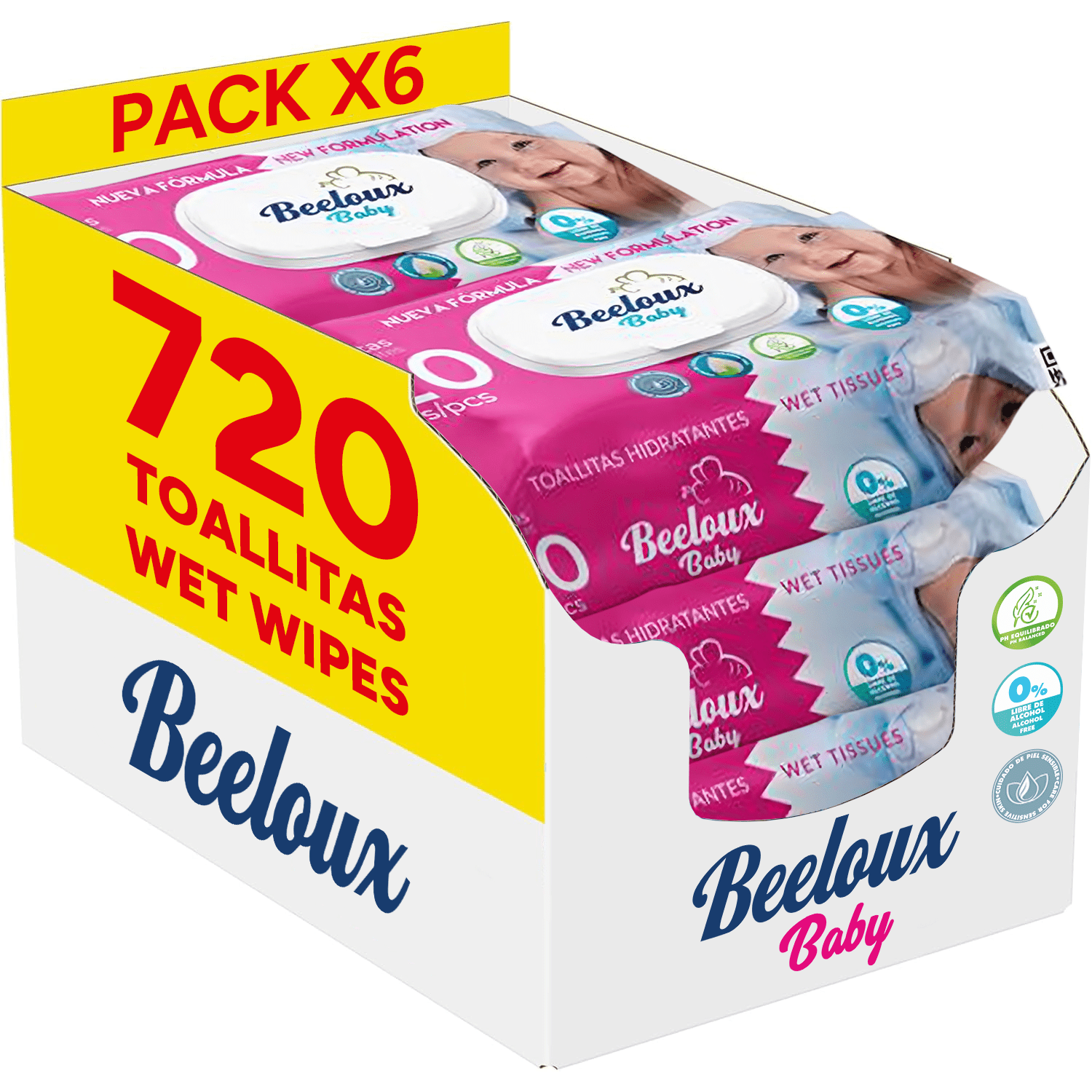 TEMU Baby Wipes, Wipes And Deep Hydration, Fibers Ideal For And Baby, Fresh And Citrus Perfume, Of 120 Wipes, 720 Wipes