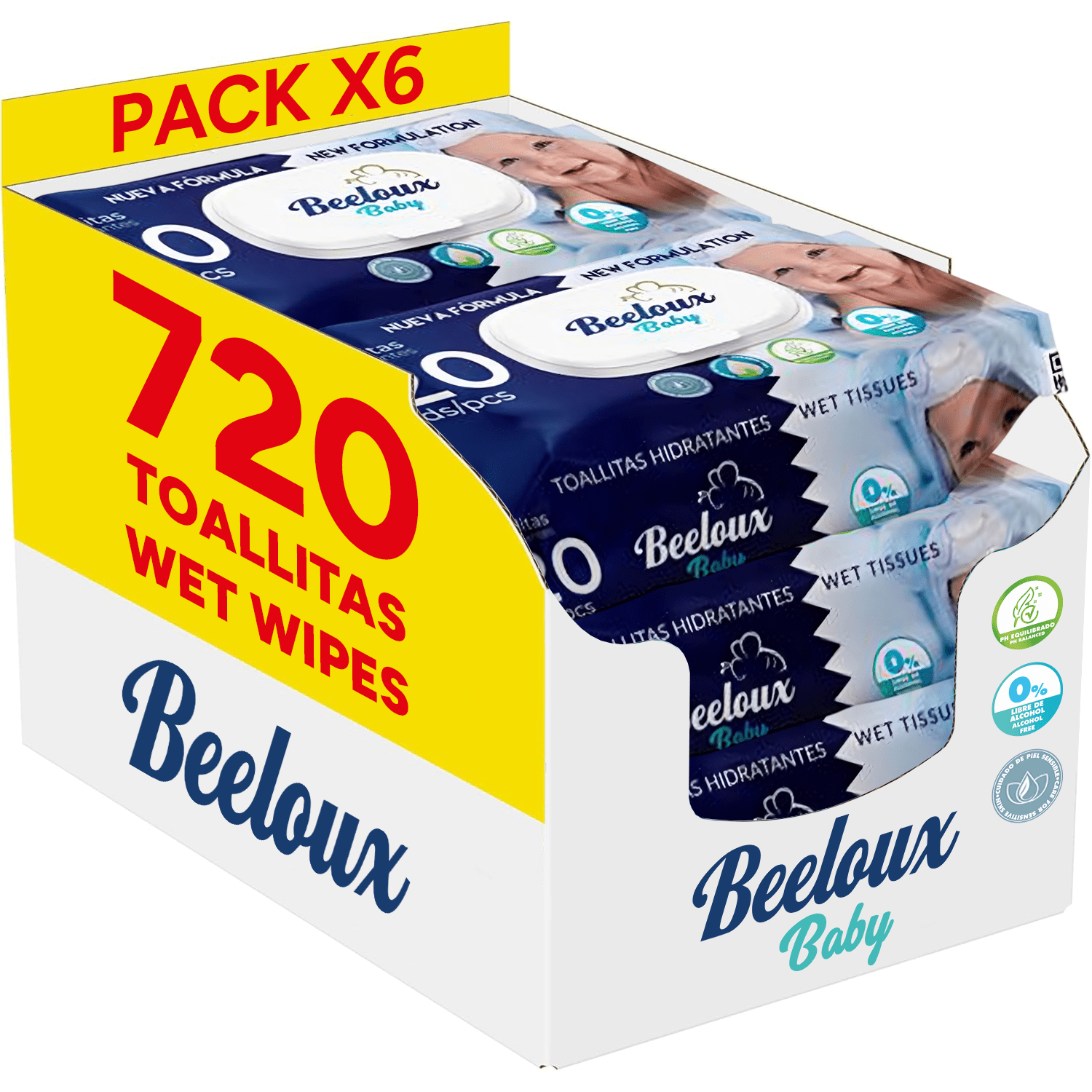 TEMU Baby Wipes, Deep Care And Hydration Wet Wipes, Fibers Ideal For Sensitive And , Fresh And Citrus Scent, Of 120 Wipes, 720 Wipes Total