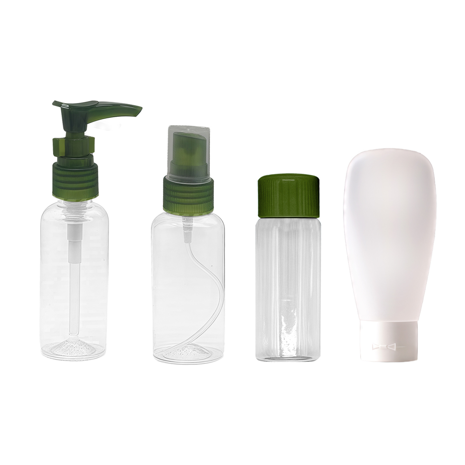 TEMU Juego de 4 botellas de viaje - Contenedores rellenables a prueba de fugas para champú, jabón de manos y gel de ducha, ideal para viajes, viajes